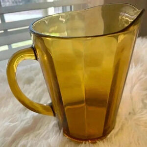 Vintage amber‎ colored glass pitcher